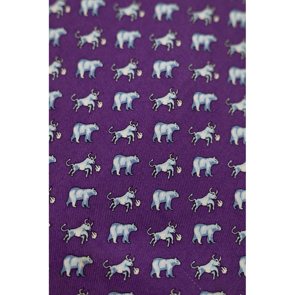 Vineyard Vines Natixis Bull & Bear Silk Tie Financial Market Stock Broker